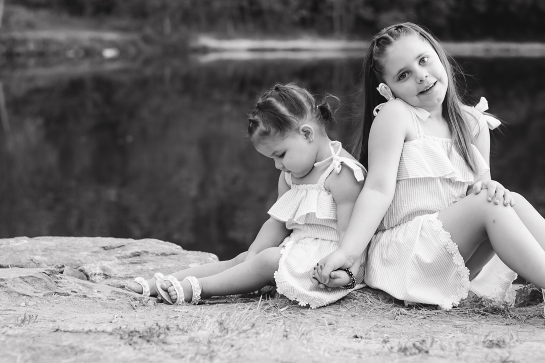 Two sisters during a family portrait session in Colorado